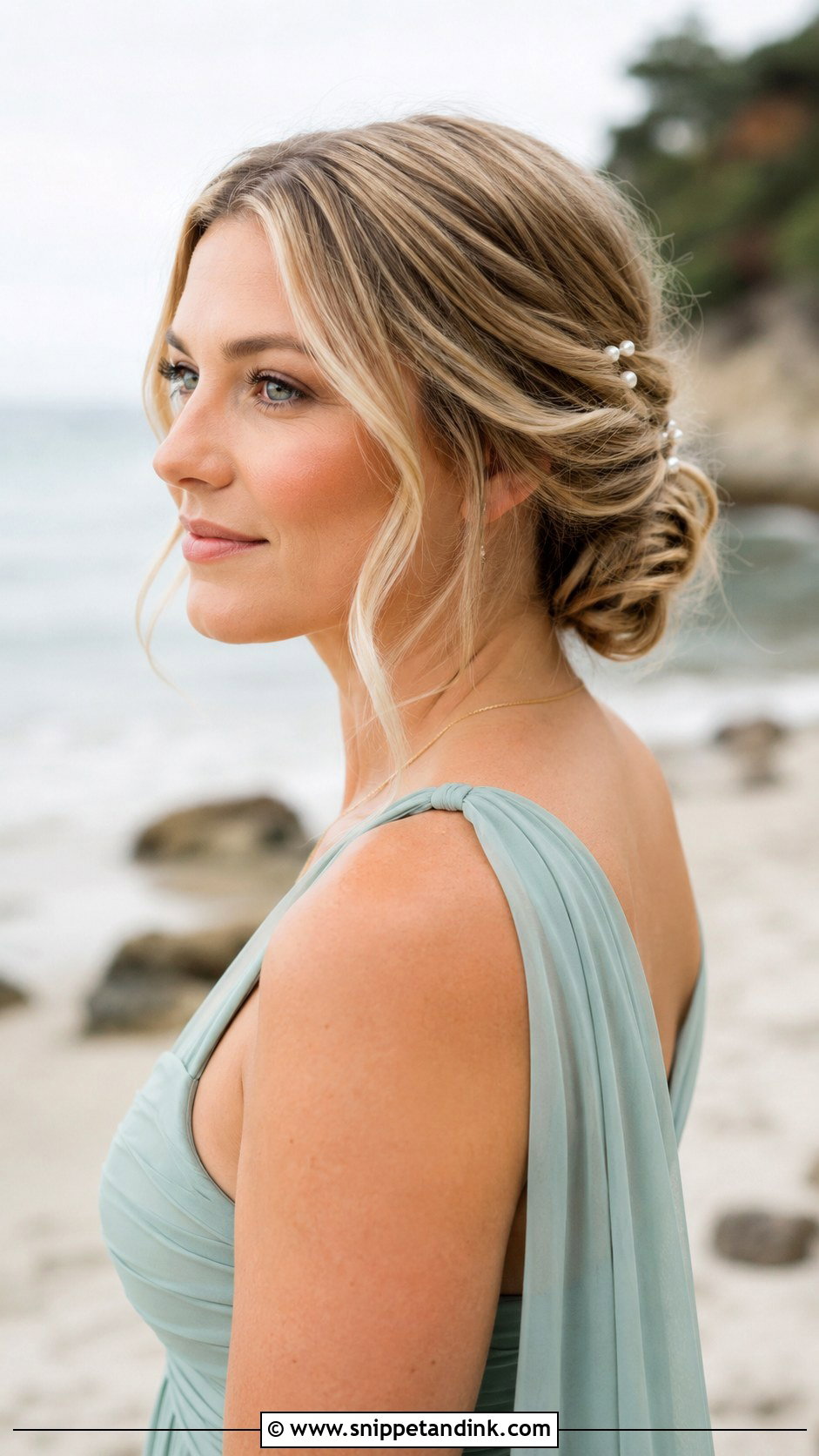 Beach Bridesmaid Twisted Bun - Snippet and Ink - 20 Beach Bridesmaid Hair Ideas