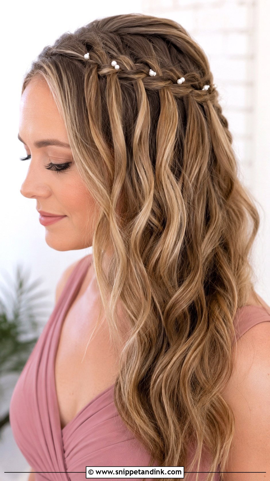 Beach Bridesmaid Waterfall Braid - Snippet and Ink - 20 Beach Bridesmaid Hair Ideas
