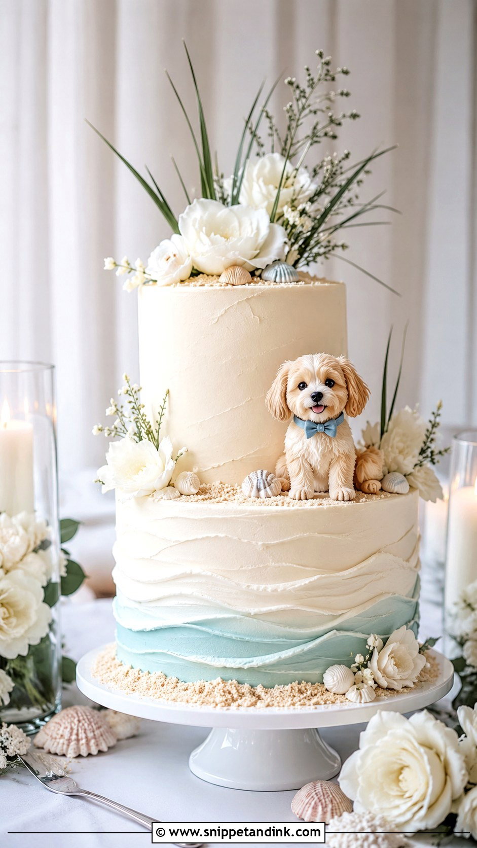 Beach Dog Wedding Cake - Snippet and Ink - 20 Dog Wedding Cake Decoration Ideas
