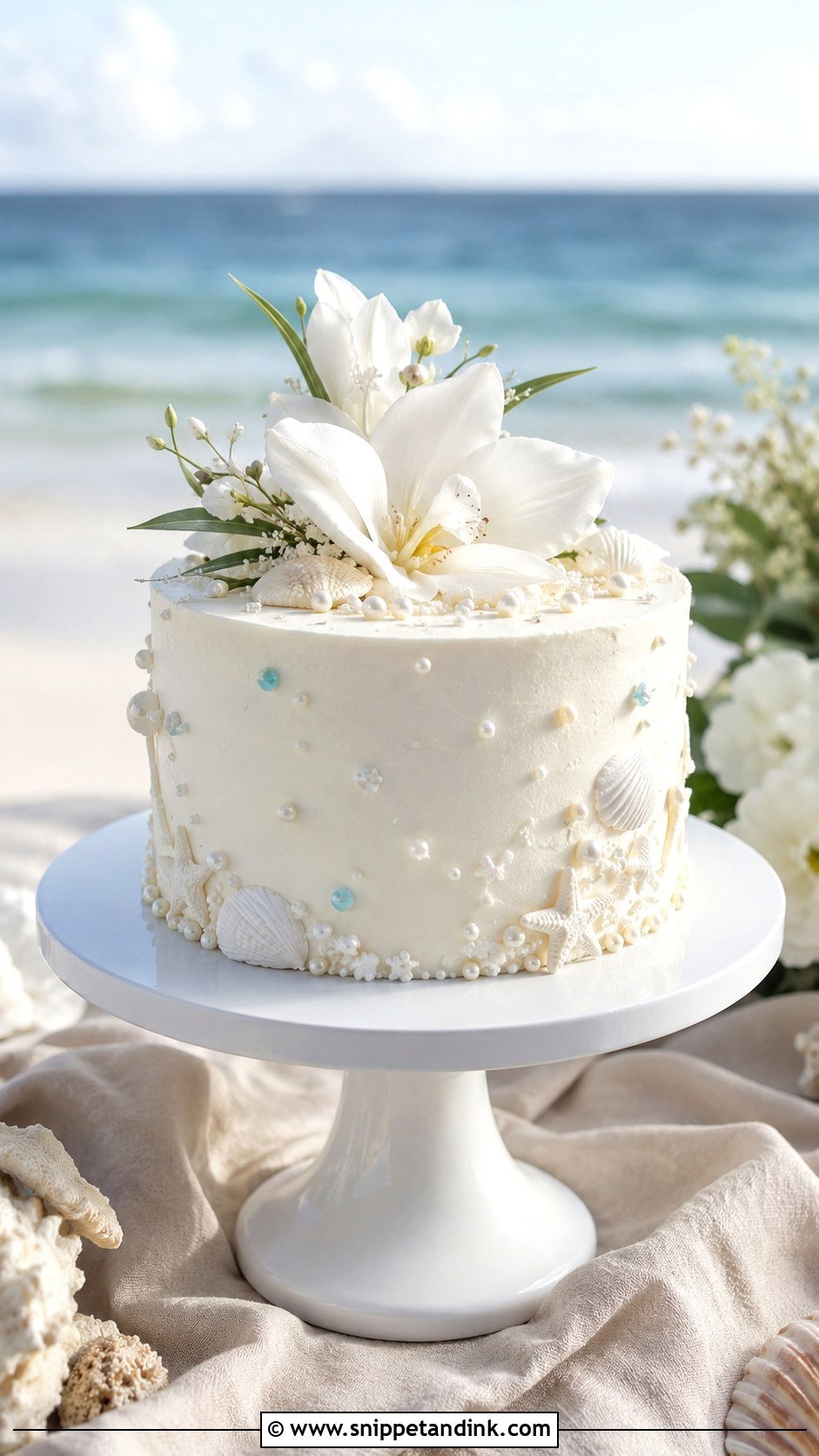 Beach Elopement Wedding Cake - Snippet and Ink - 20 Elopement Wedding Cake Ideas