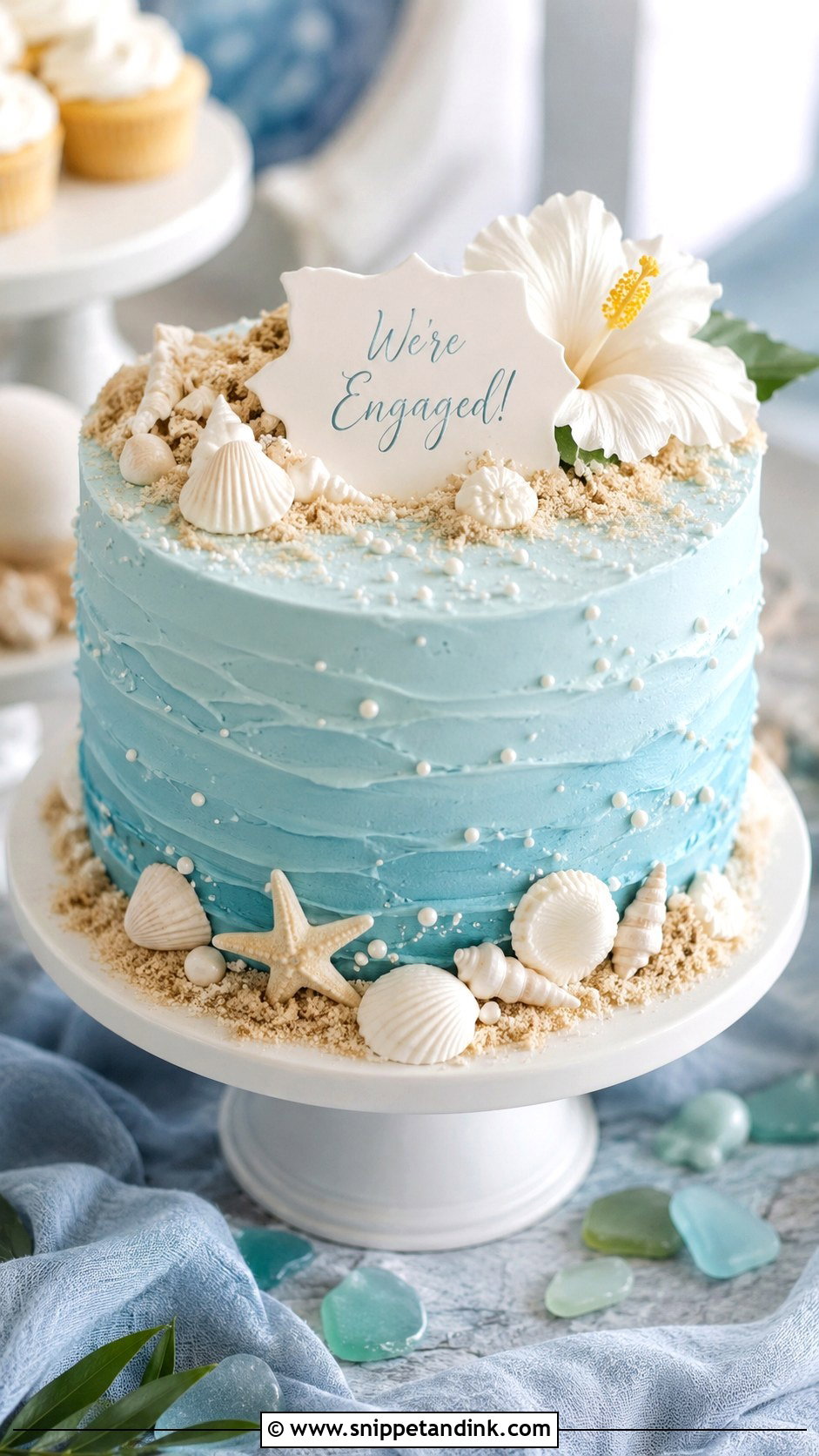 Beach Engagement Cake - Snippet and Ink - 20 Engagement Theme Cake Ideas