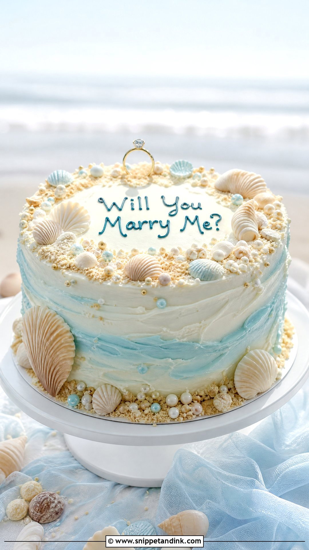 Beach Proposal Cake - Snippet and Ink - 20 Proposal Cake Ideas