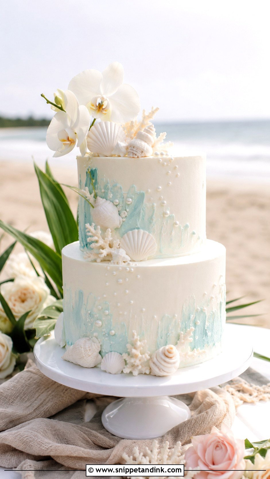 Beach Summer Wedding Cake - Snippet and Ink - 20 Simple Summer Wedding Cake Ideas