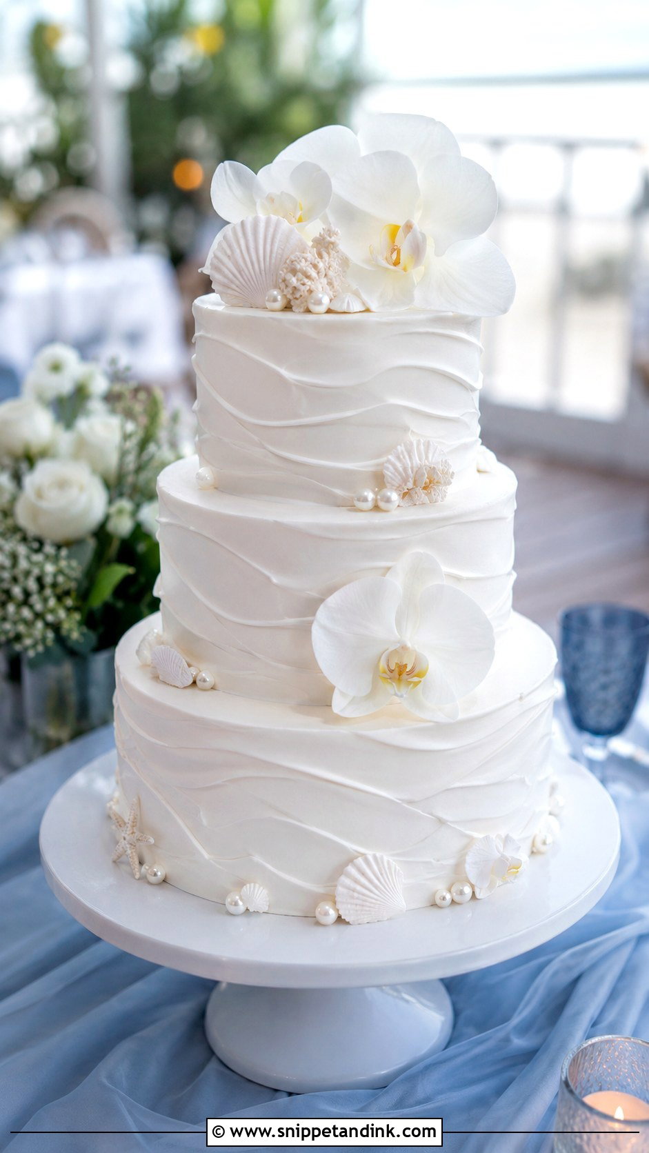 Beach Tiered Wedding Cake - Snippet and Ink - 30 Tiered Wedding Cake Ideas