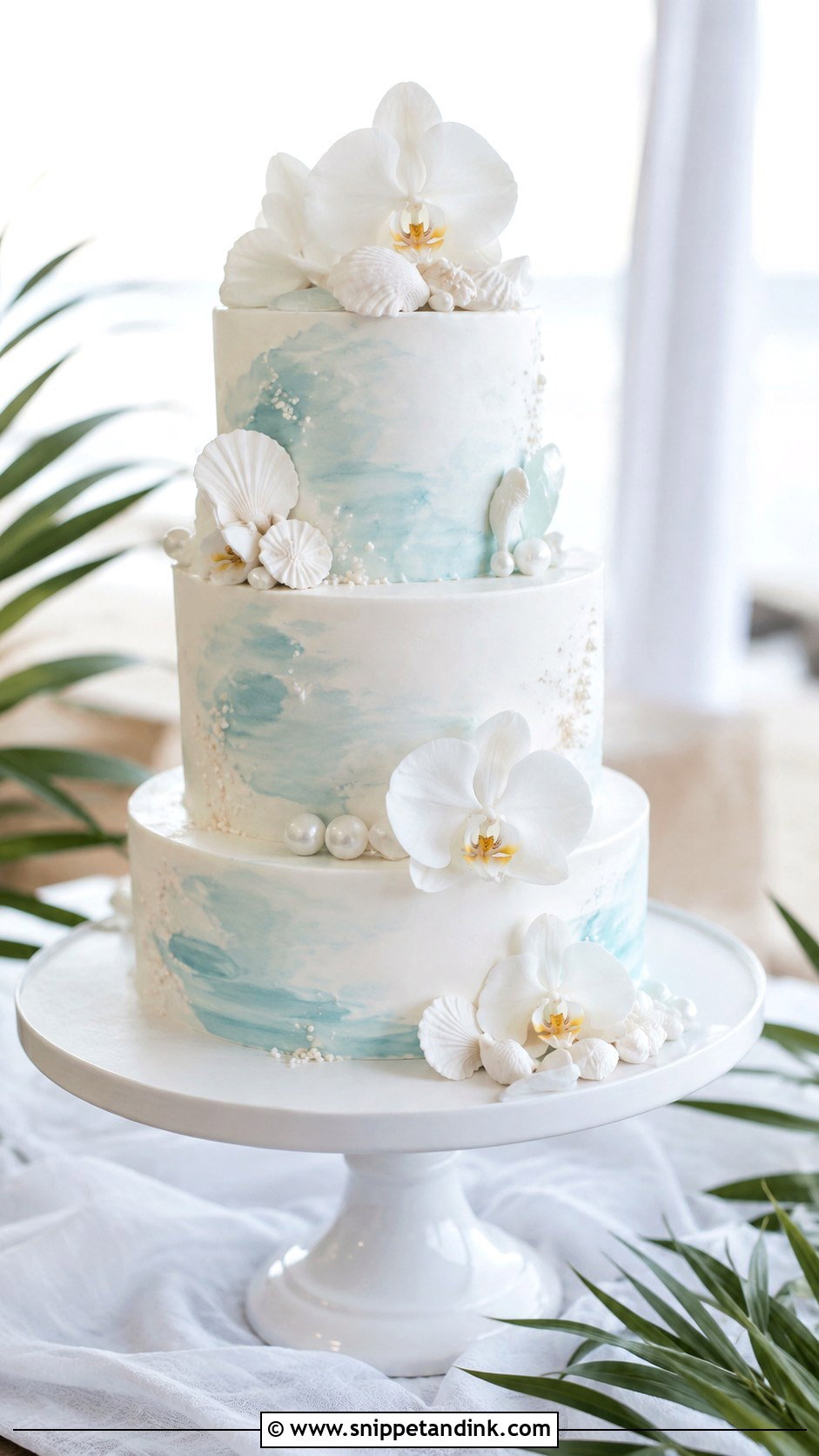 Beach Tiered Wedding Cake - Snippet and Ink - 30 Tiered Wedding Cakes