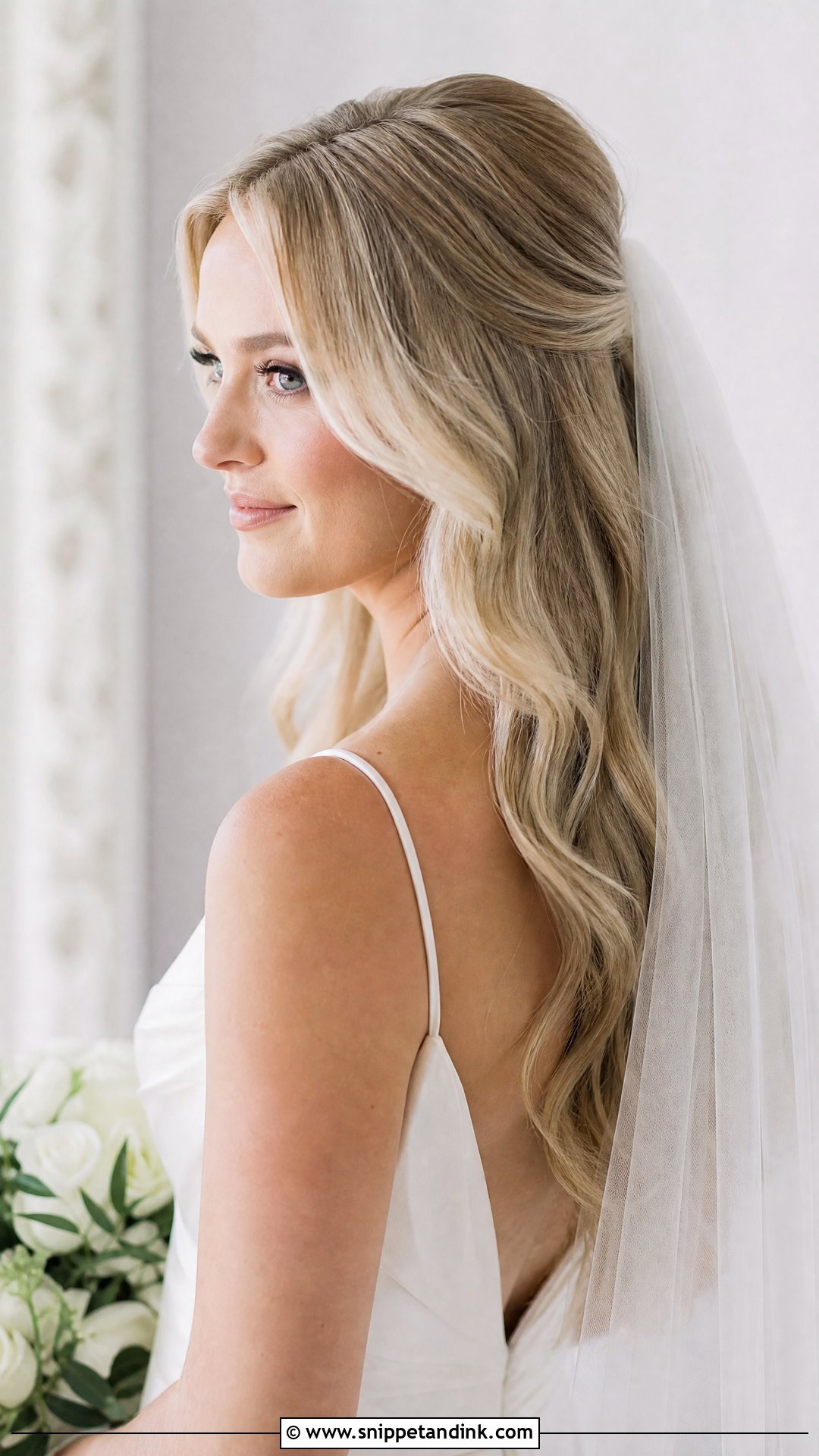 Beach Wave Bridal Hair With Veil - Snippet and Ink - 15 Beach Wave Bridal Hair Ideas