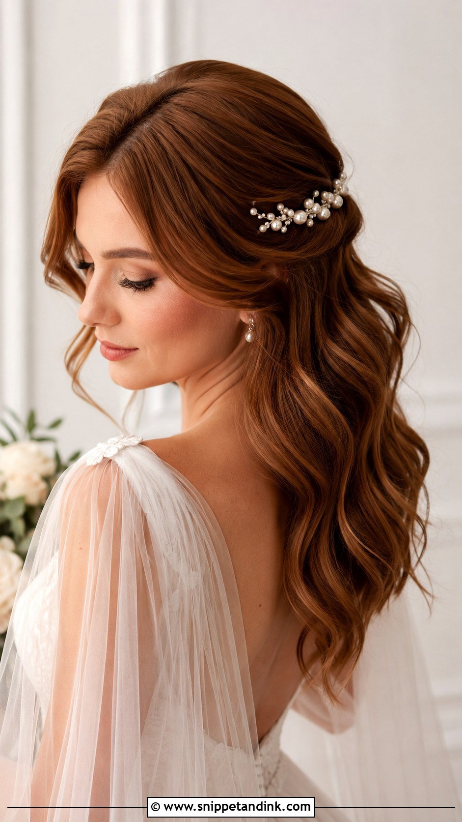 Beach Waves Bridal Hair With Pearl Pins - Snippet and Ink - 20 Beach Waves Bridal Hair
