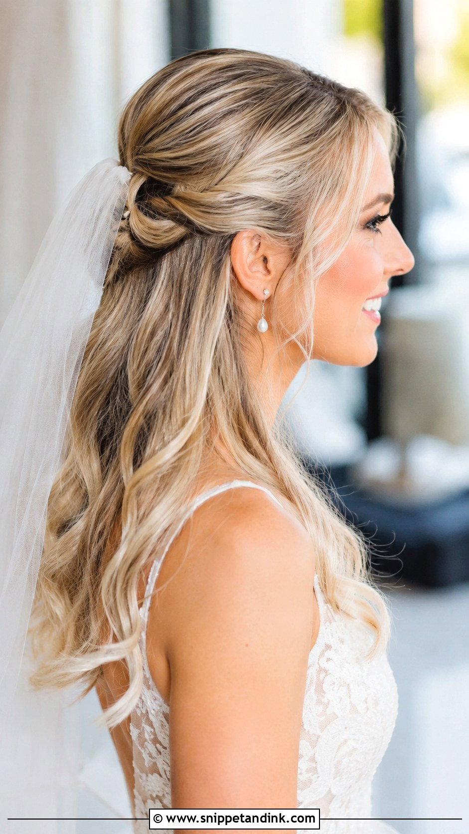 Beach Waves Bridal Hair With Veil - Snippet and Ink - 20 Beach Waves Bridal Hair