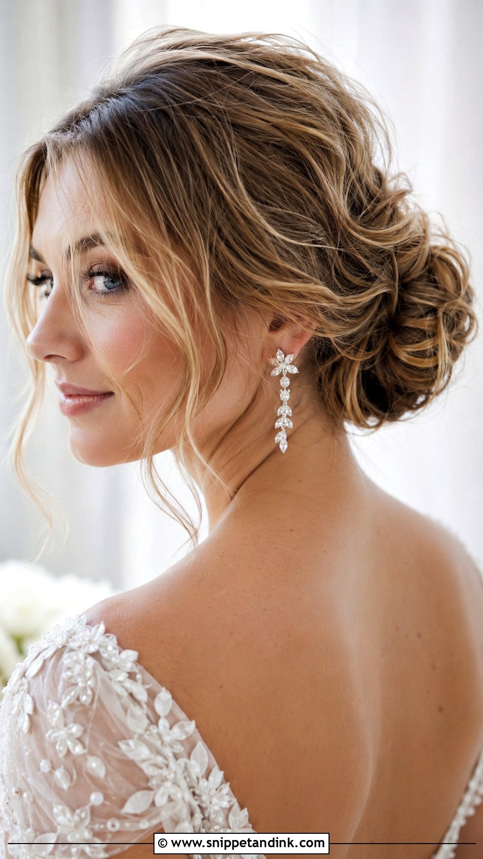 Beach Waves Low Updo for Wedding - Snippet and Ink - 20 Beach Waves Hairstyles for Wedding