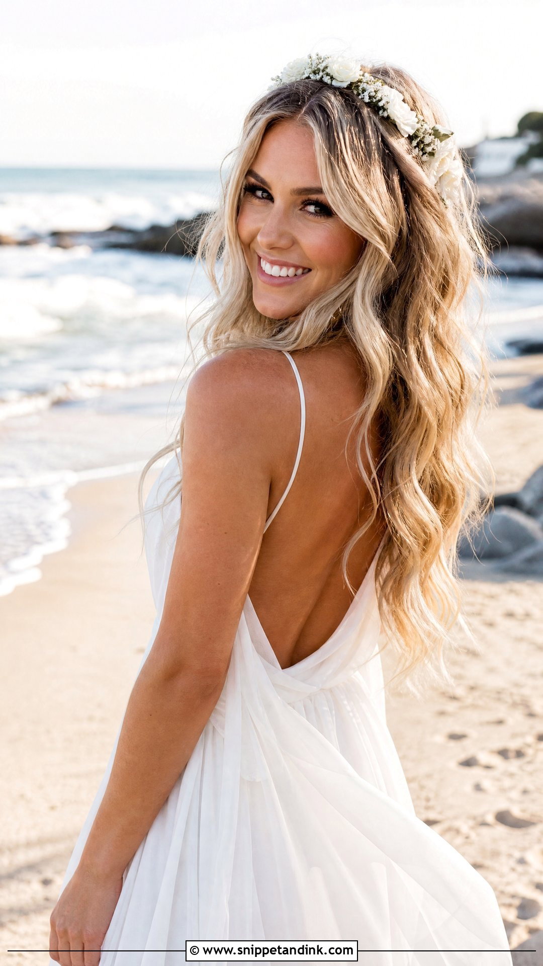 Beach Waves Wedding Hair Down - Snippet and Ink - 20 Medium Length Bridal Hair Down Ideas