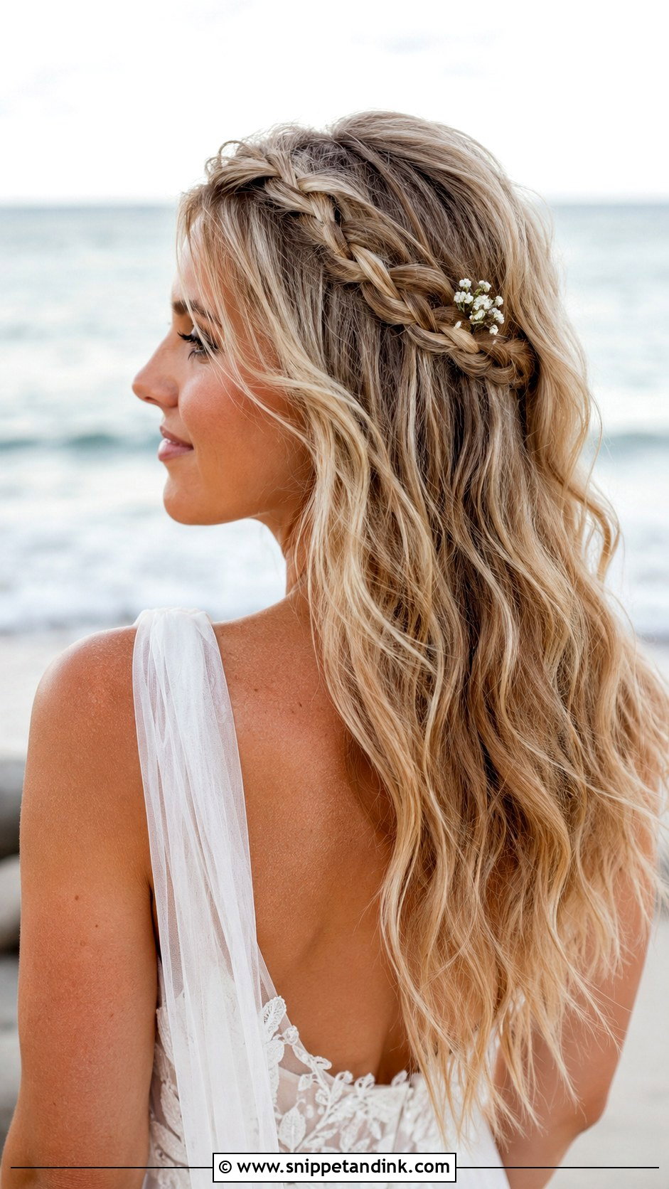 Beach Waves Wedding Hair - Snippet and Ink - 15 Mostly Down Wedding Hair Ideas