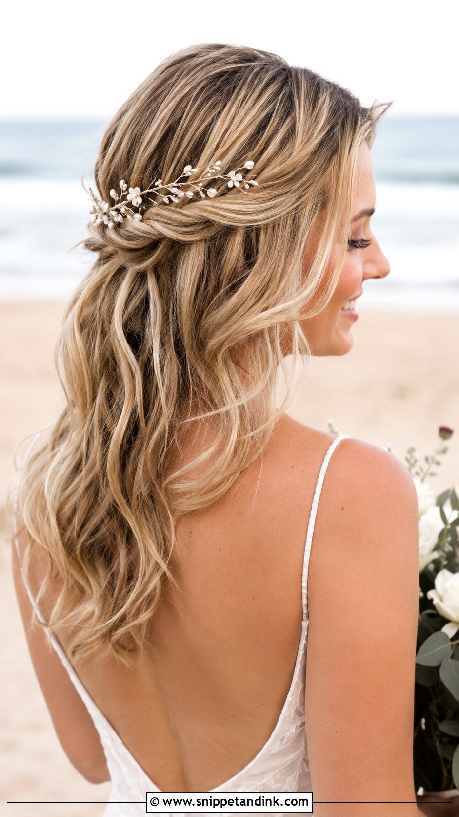 Beach Waves Wedding Hairstyle for Medium Hair - Snippet and Ink - 25 Medium Length Wedding Hair Ideas