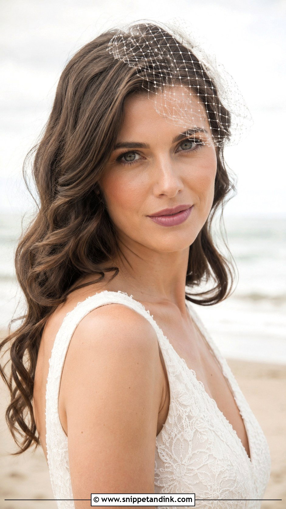 Beach Waves With Birdcage Veil for Wedding - Snippet and Ink - 20 Beach Waves Hairstyles for Wedding
