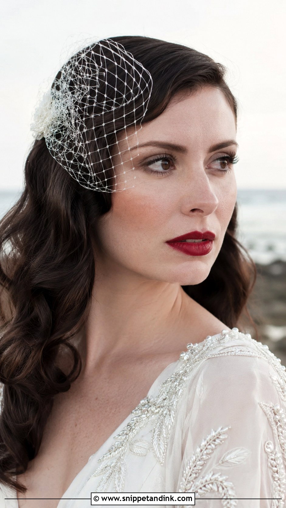 Beach Waves With Birdcage Veil - Snippet and Ink - 25 Beach Waves Wedding Hair