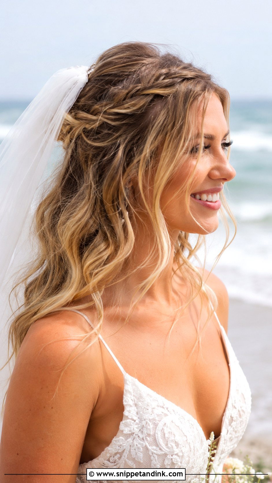 Beach Waves With Veil - Snippet and Ink - 30 Hairstyles for Marriage