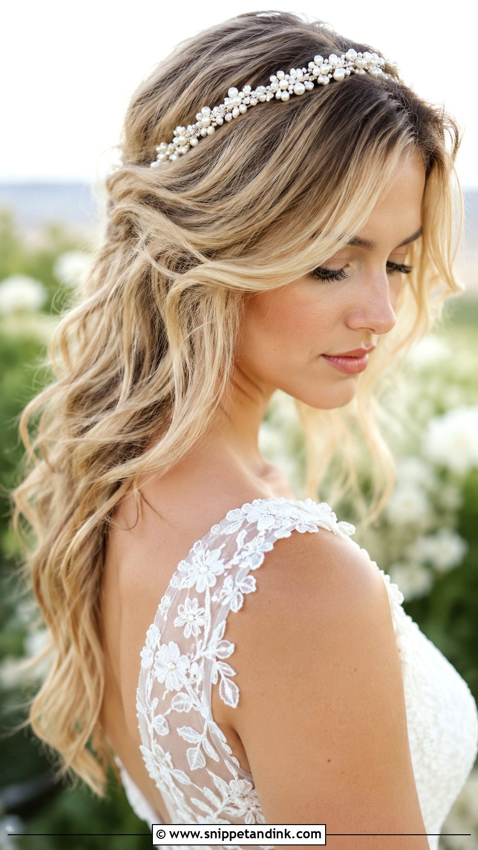 Beach Waves with Headband - Snippet and Ink - 35 Bridal Hair Down Ideas