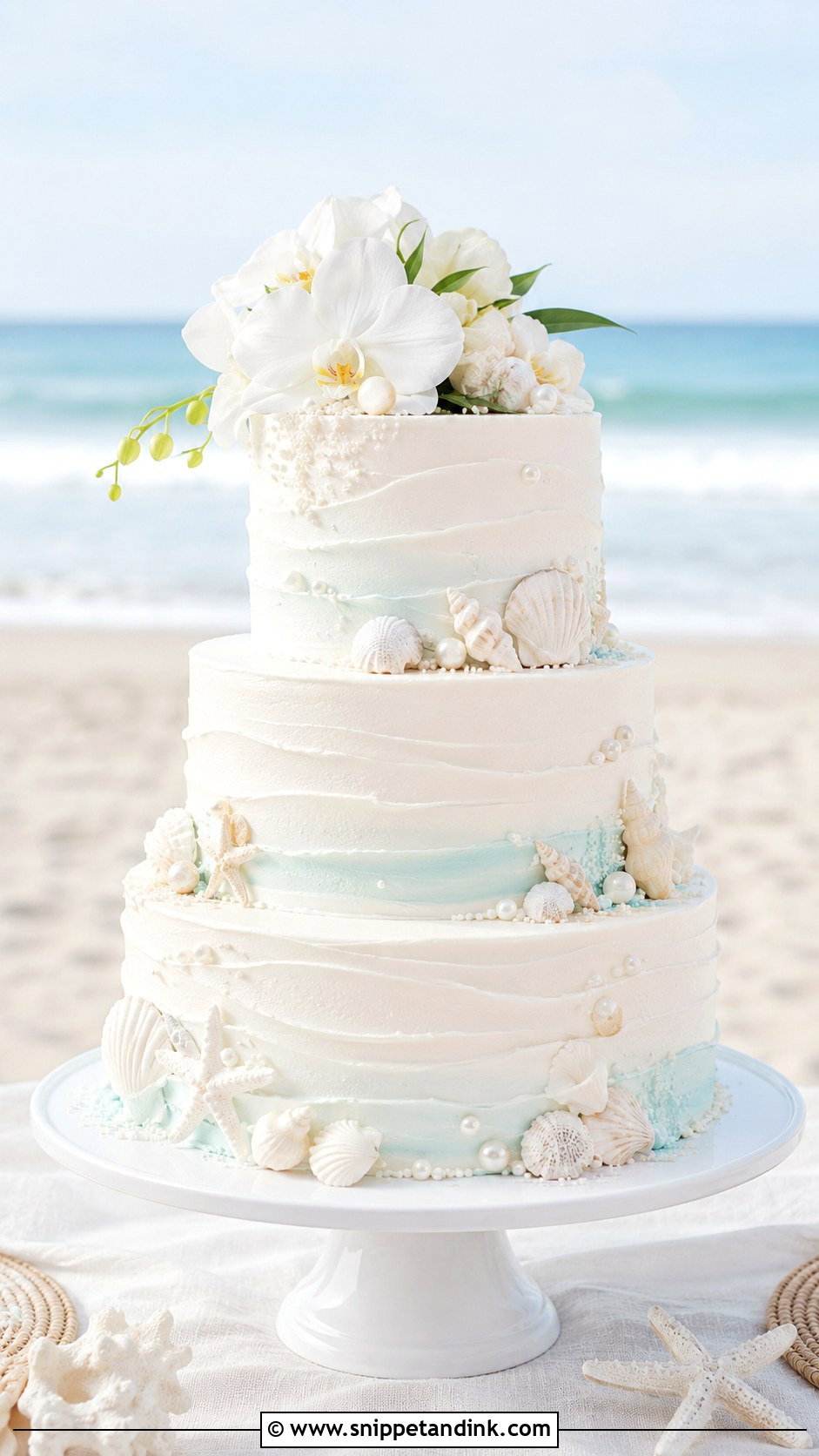 Beach Wedding Cake - Snippet and Ink - 25 Outdoor Wedding Cake Ideas