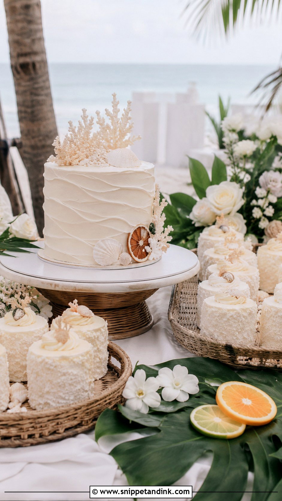 Beach Wedding Cake Station - Snippet and Ink - 20 Wedding Cake Station Ideas