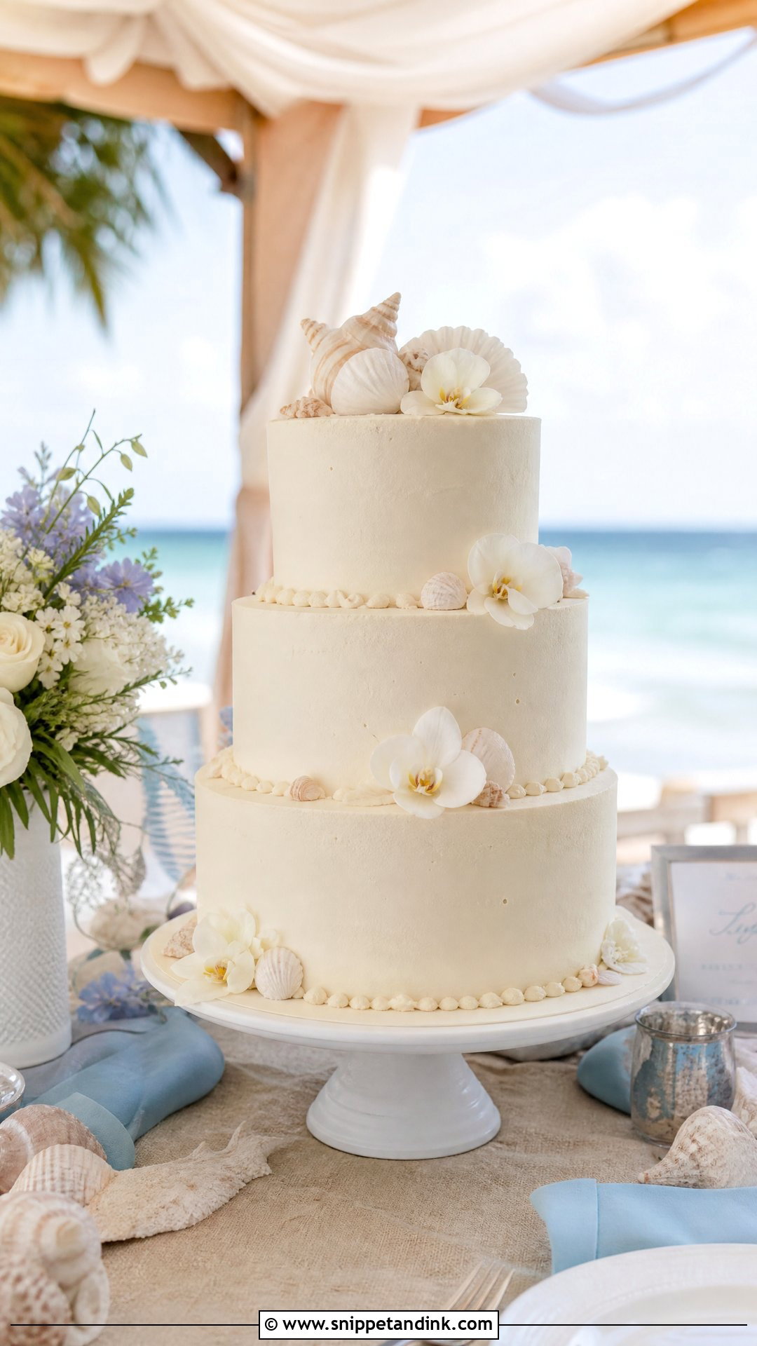 Beach Wedding Cake Table - Snippet and Ink - 25 Wedding Cake Table Ideas