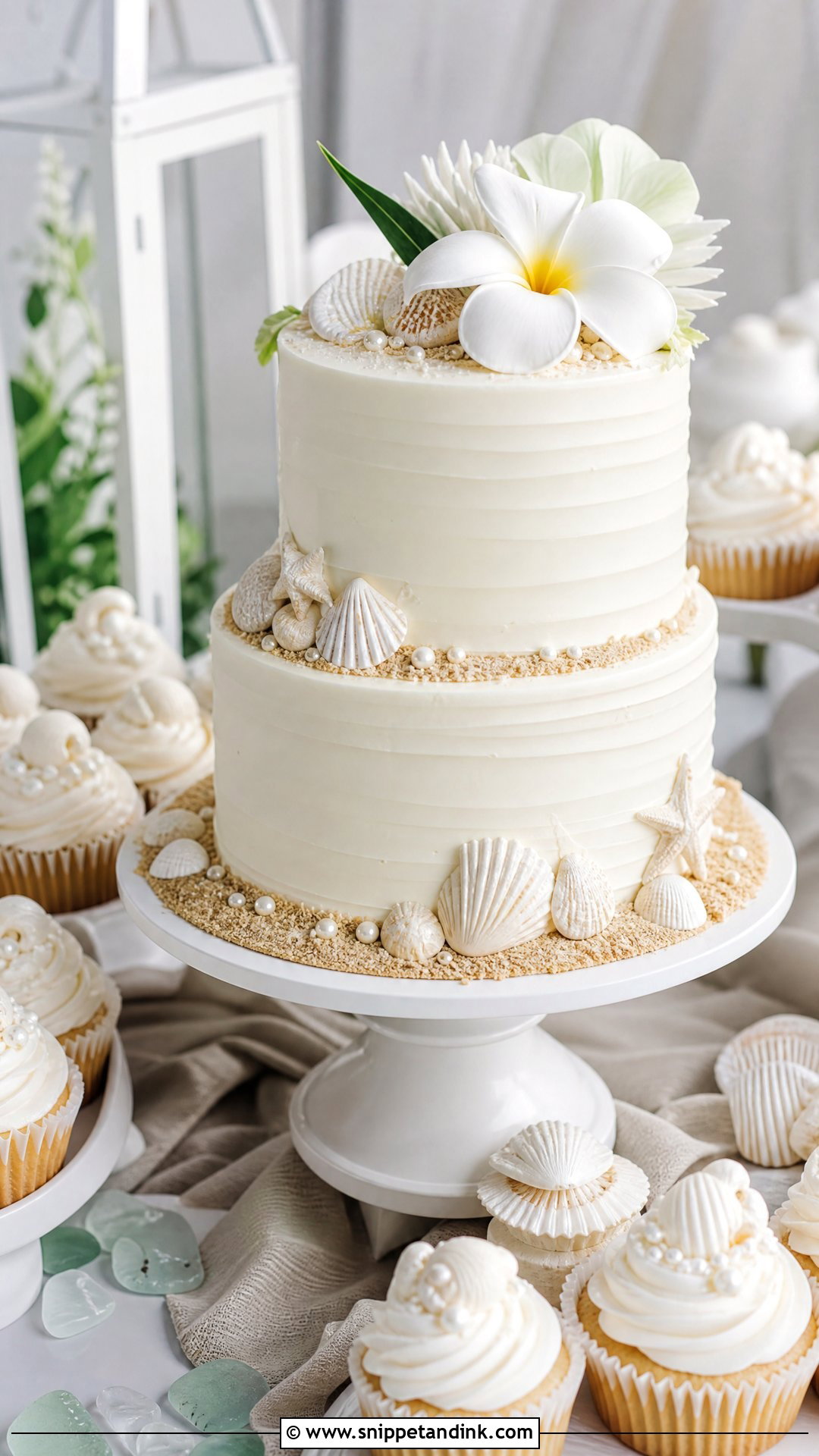 Beach Wedding Cake With Cupcakes - Snippet and Ink - 30 Beach Cake Ideas for Wedding