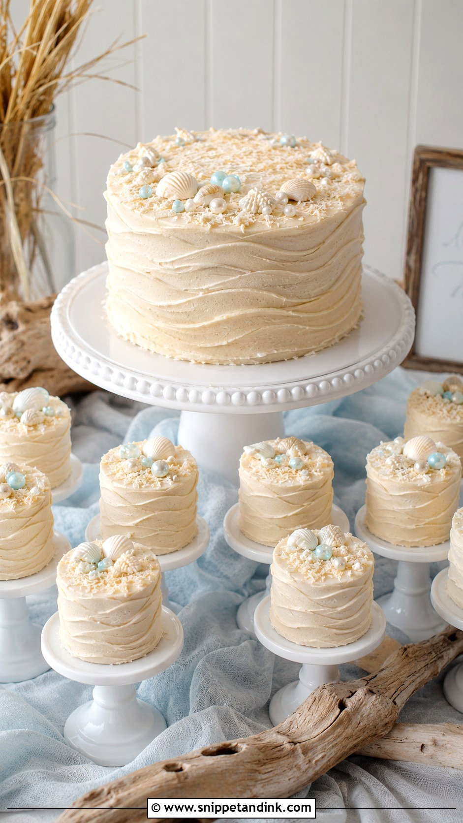 Beach Wedding Cake With Mini Cakes - Snippet and Ink - 25 Wedding Cake with Mini Cakes