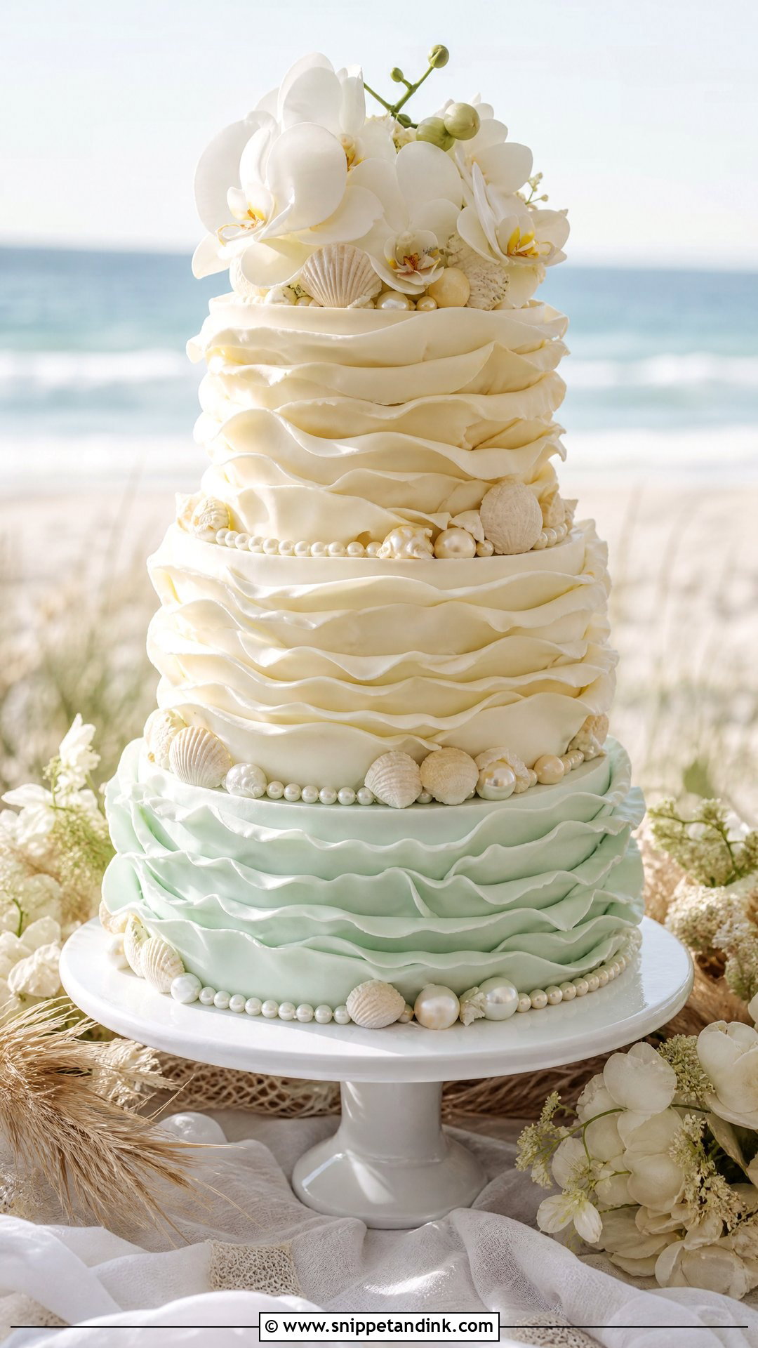 Beach Wedding Cake With Ruffles - Snippet and Ink - 30 Beach Theme Cake Ideas for Wedding