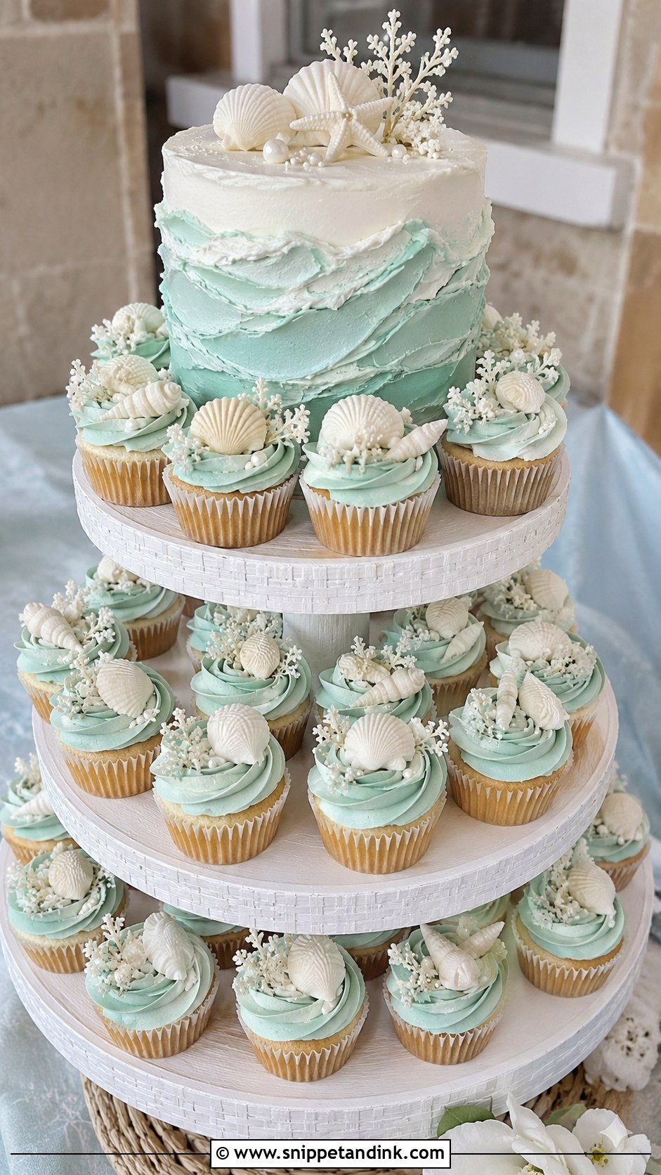 Beach Wedding Cupcake Cake - Snippet and Ink - 20 Large Cupcake Cakes for Wedding