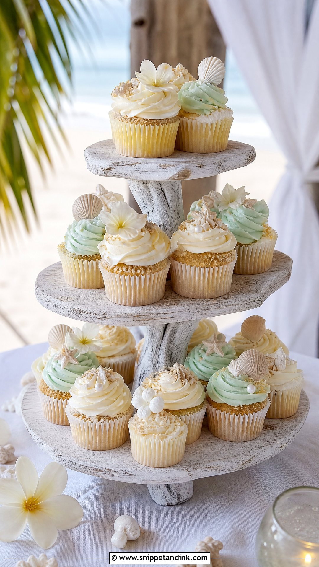 Beach Wedding Cupcake Tower - Snippet and Ink - 20 Wedding Cupcake Tower Ideas