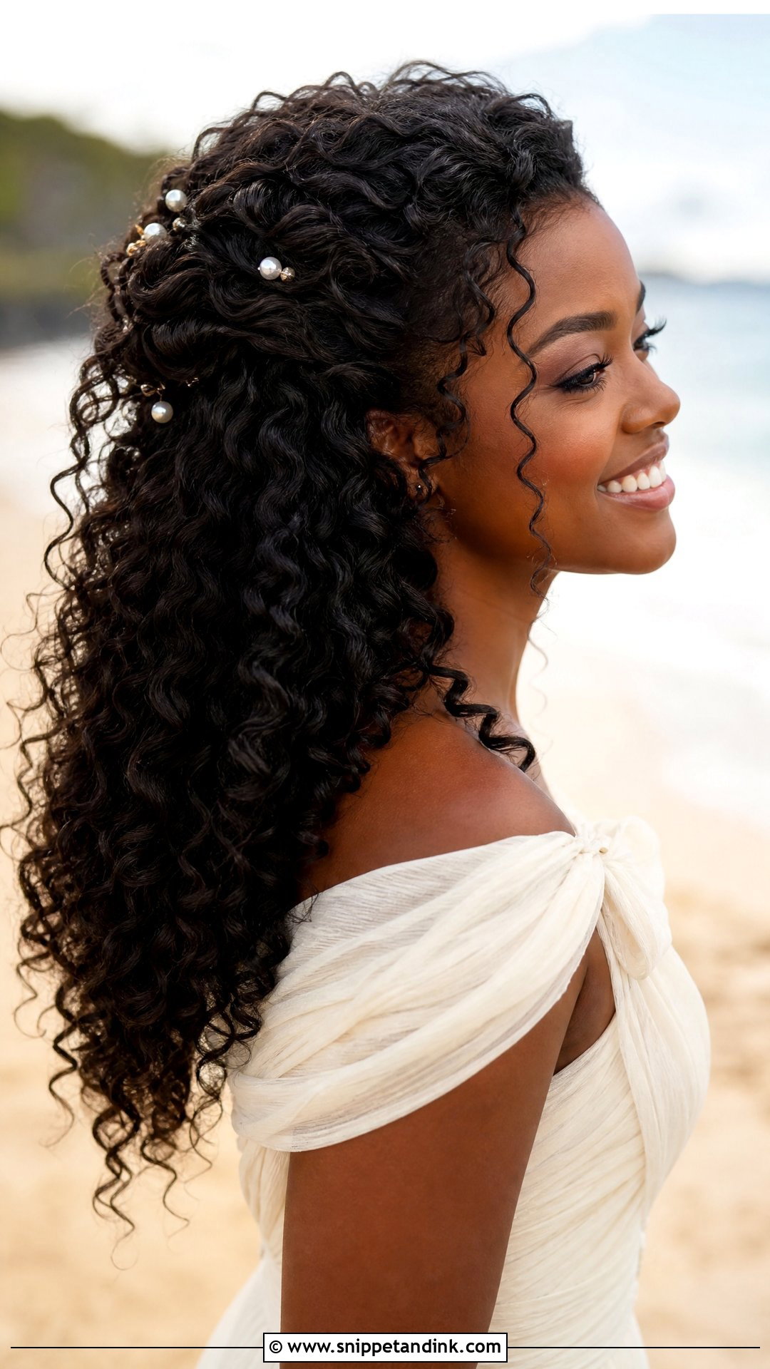 Beach Wedding Curly Hair - Snippet and Ink - 15 Bridal Hair Beach Wedding Ideas