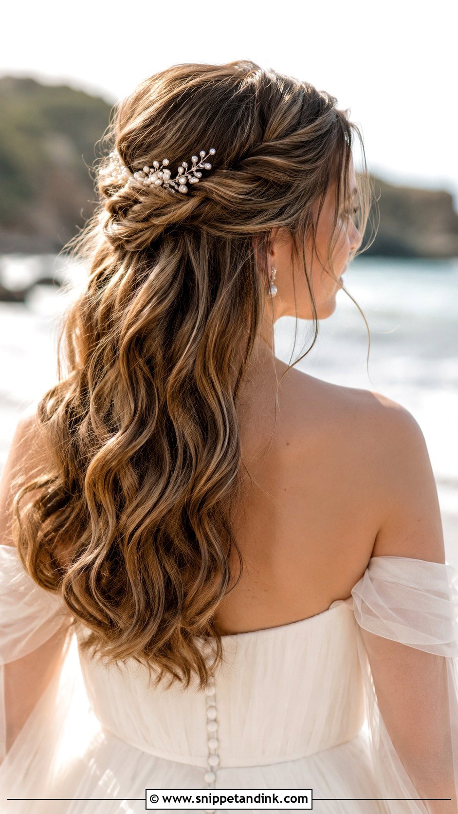 Beach Wedding Half Up Half Down Hair - Snippet and Ink - 15 Hairstyle for Beach Wedding Ideas