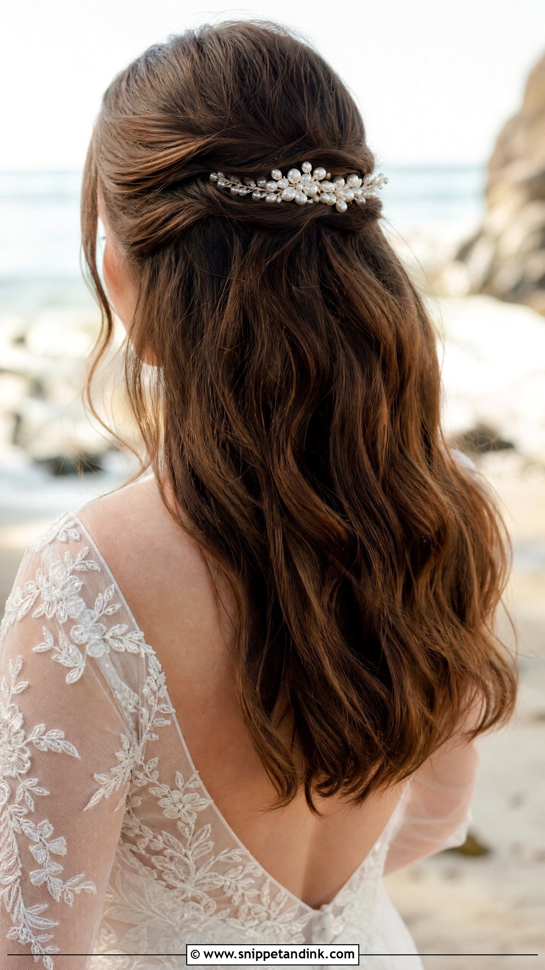Beach Wedding Half Up Half Down Hair - Snippet and Ink - 15 Bridal Hair Beach Wedding Ideas