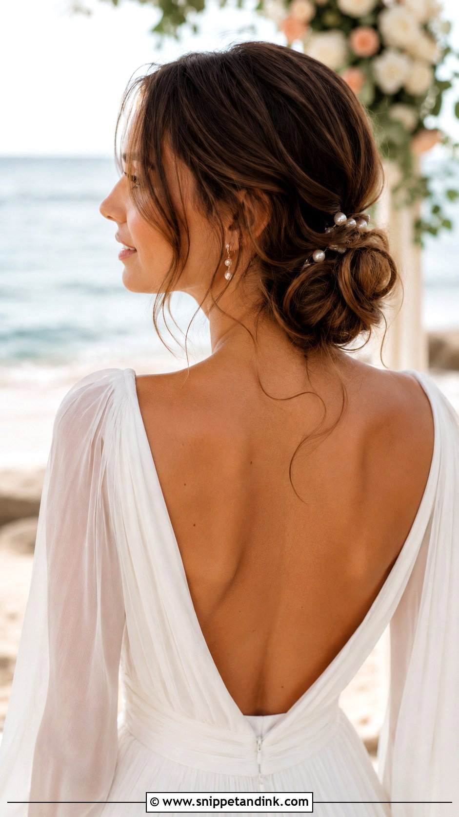 Beach Wedding Low Bun - Snippet and Ink - 15 Hairstyle for Beach Wedding Ideas