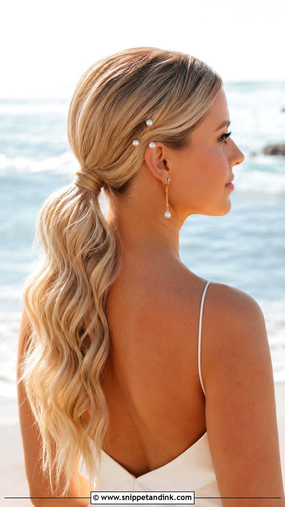Beach Wedding Low Ponytail - Snippet and Ink - 15 Hairstyle for Beach Wedding Ideas