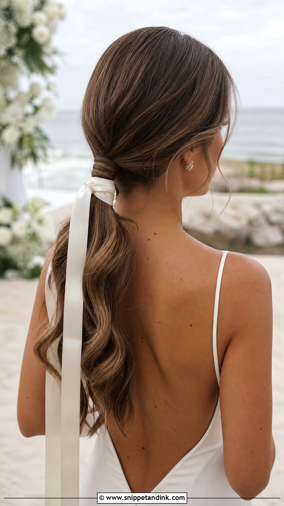 Beach Wedding Low Ponytail - Snippet and Ink - 15 Bridal Hair Beach Wedding Ideas