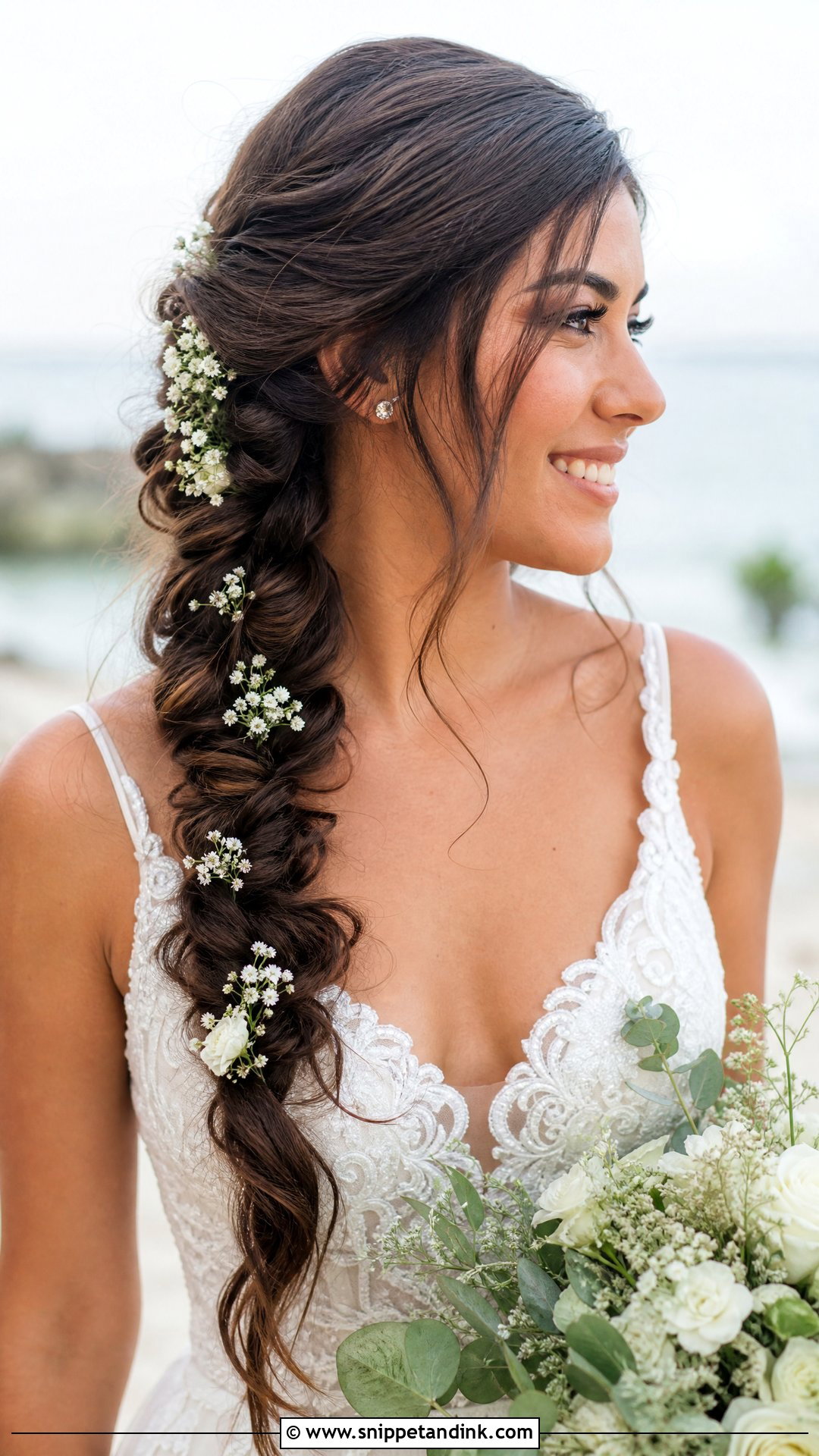 Beach Wedding Side Braid - Snippet and Ink - 15 Bridal Hair Beach Wedding Ideas