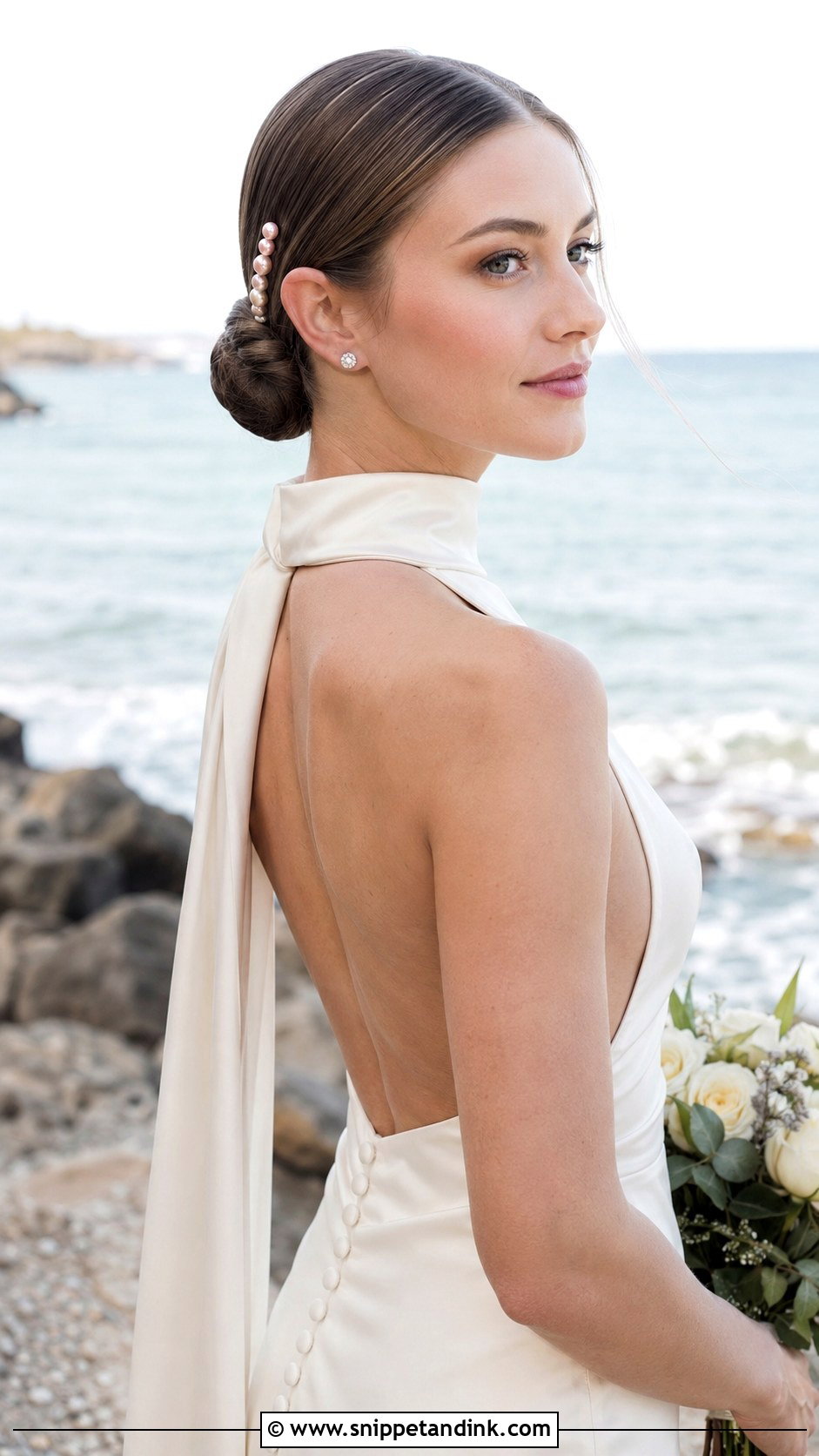 Beach Wedding Sleek Chignon - Snippet and Ink - 15 Hairstyle for Beach Wedding Ideas