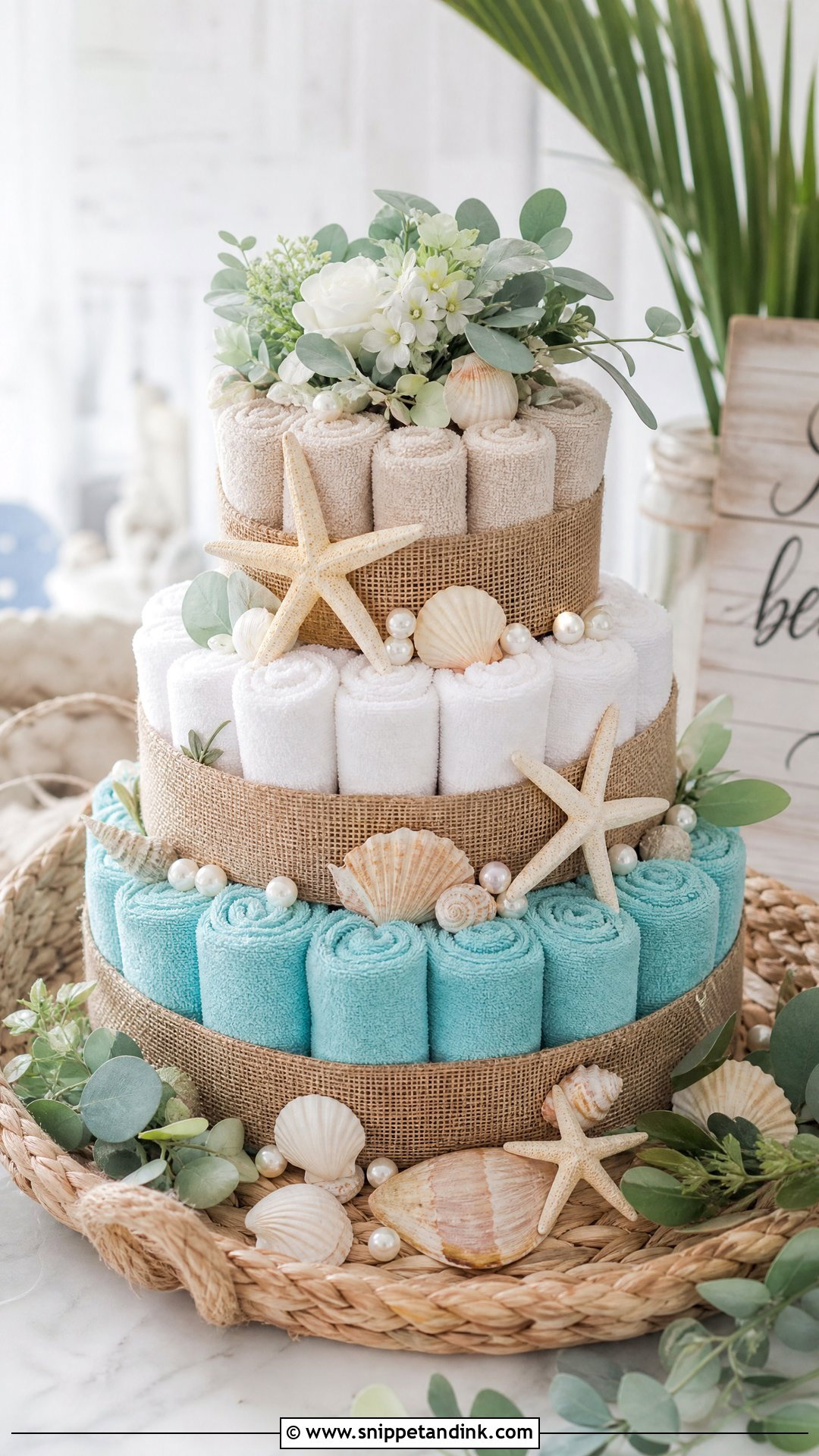 Beach Wedding Towel Cake - Snippet and Ink - 20 Wedding Towel Cakes