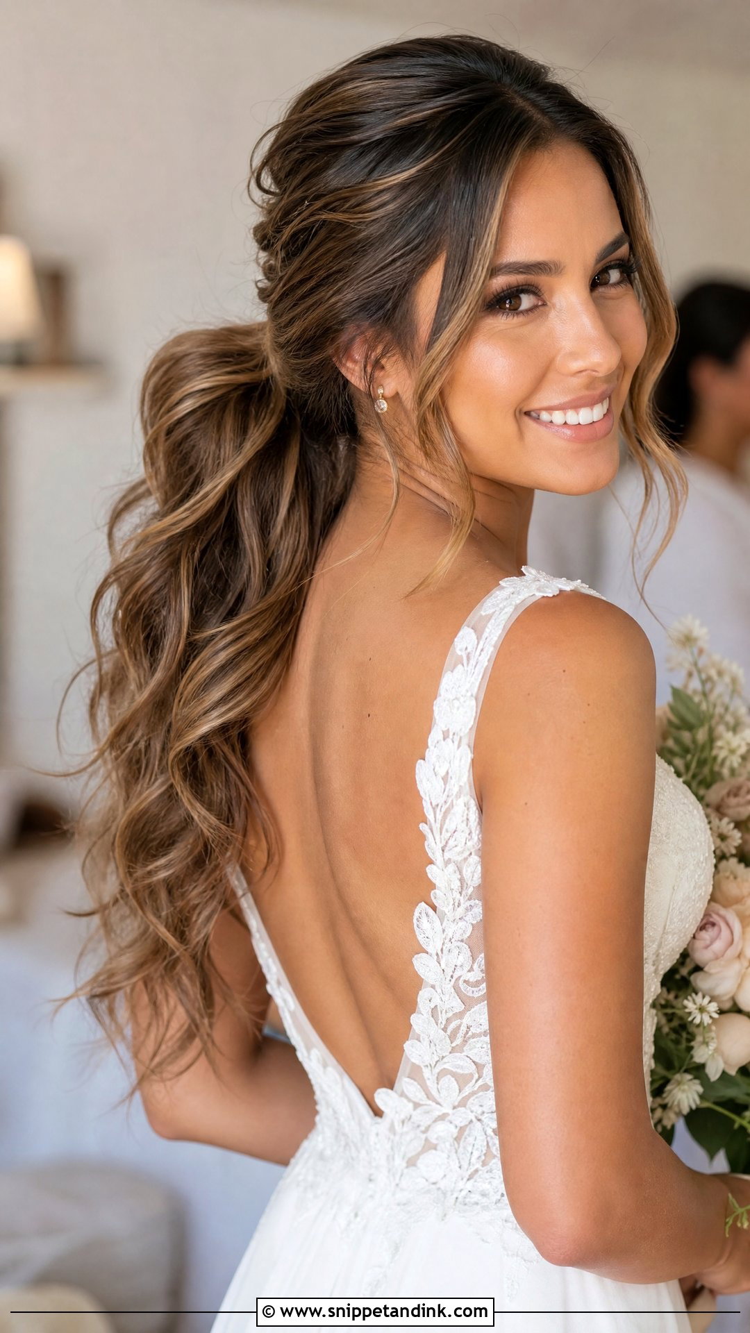 Beachy Wave Bridal Hair Ponytail - Snippet and Ink - 15 Beachy Wave Bridal Hair Ideas