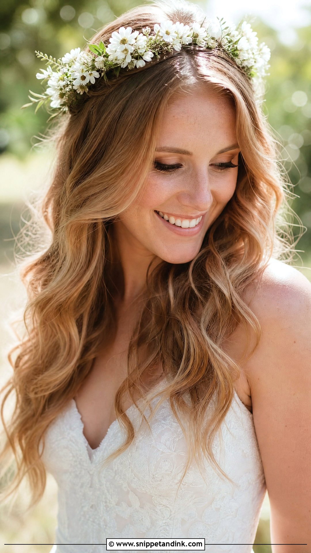 Beachy Wave Bridal Hair With Flower Crown - Snippet and Ink - 15 Beachy Wave Bridal Hair Ideas