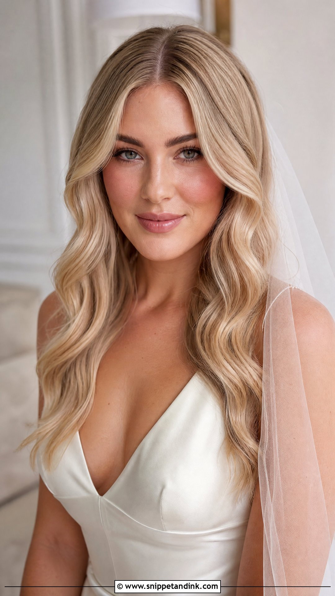 Beachy Wave Bridal Hair With Middle Part - Snippet and Ink - 15 Beachy Wave Bridal Hair Ideas