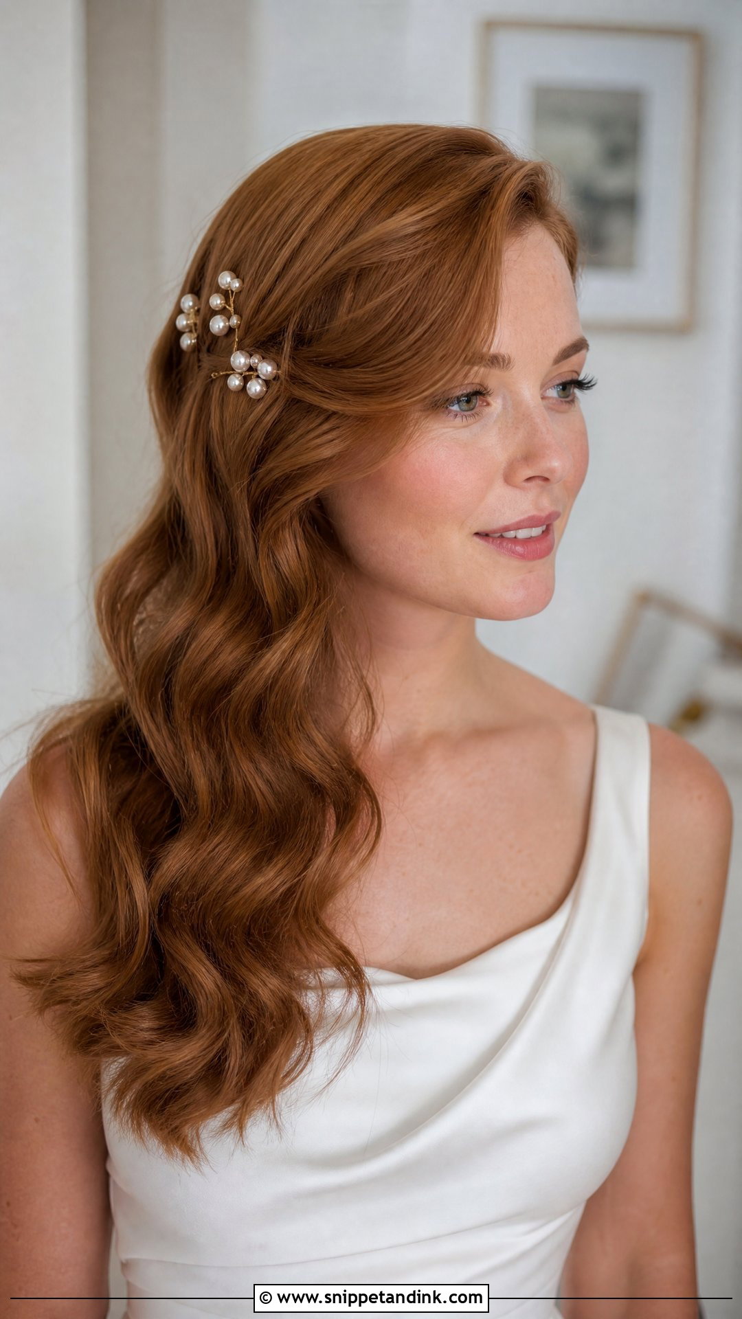 Beachy Wave Bridal Hair With Pearl Pins - Snippet and Ink - 15 Beachy Wave Bridal Hair Ideas
