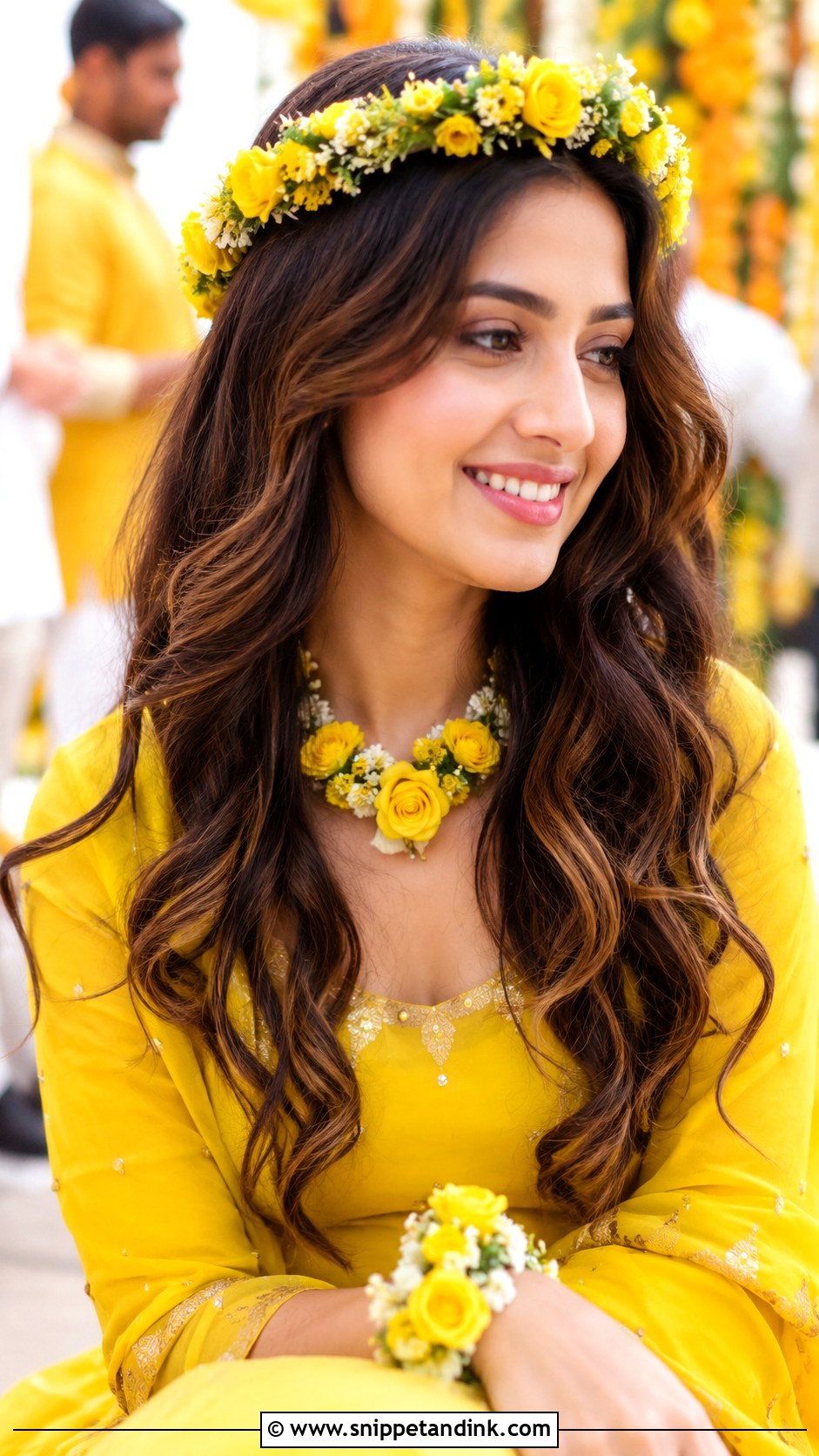 Beachy Waves For Haldi - Snippet and Ink - 30 Indian Bridal Hairstyles