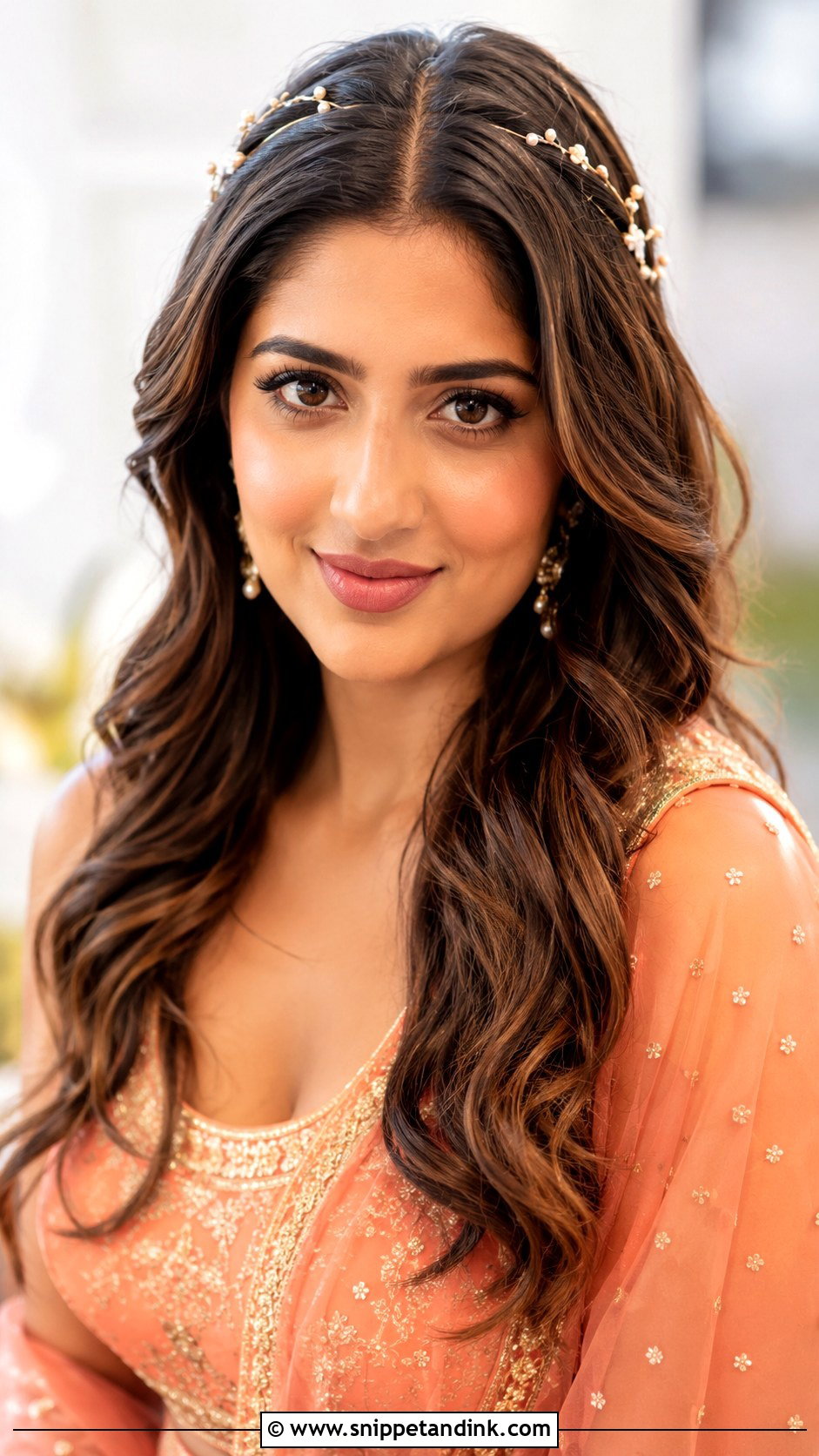 Beachy Waves With Center Part - Snippet and Ink - 25 Open Hair Indian Bride Ideas