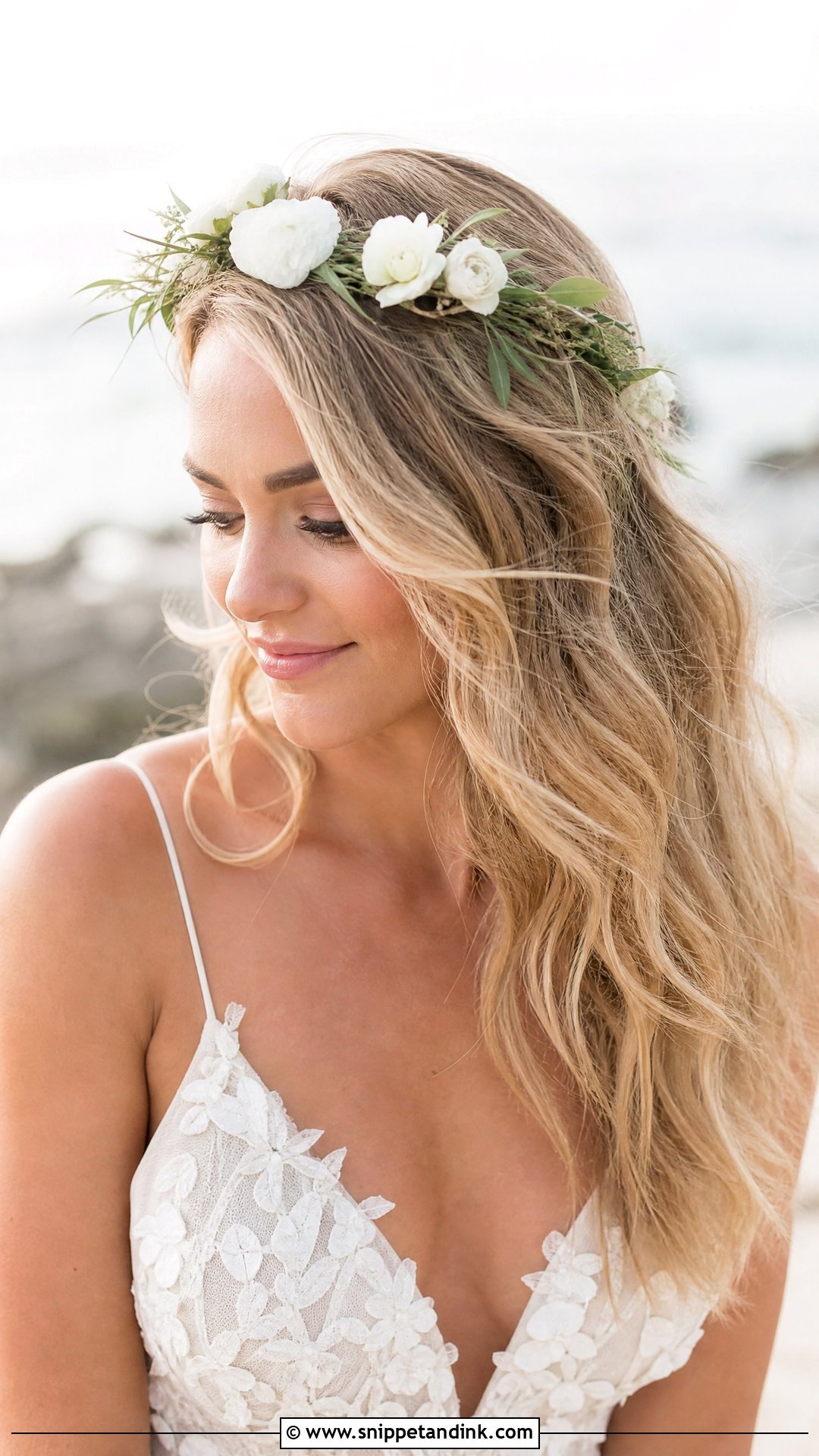 Beachy Waves With Deep Side Part - Snippet and Ink - 20 Simple Long Hair Wedding Hairstyles