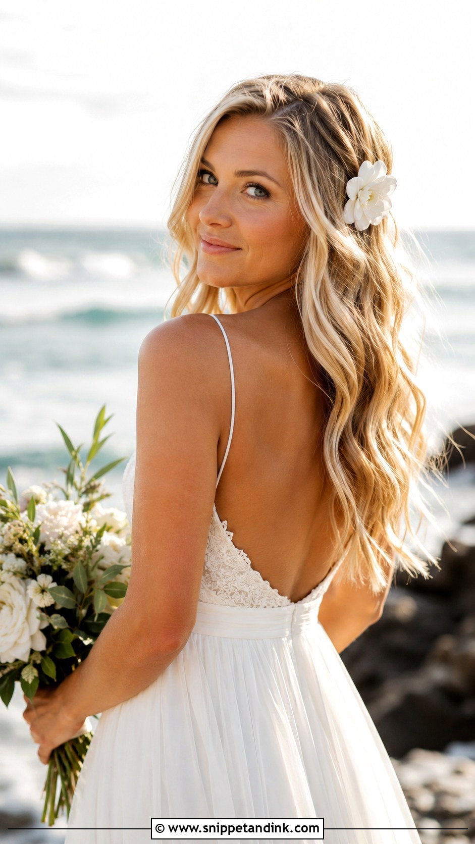 Beachy Waves for Seaside Weddings - Snippet and Ink - 25 Medium Length Bridal Hairstyles