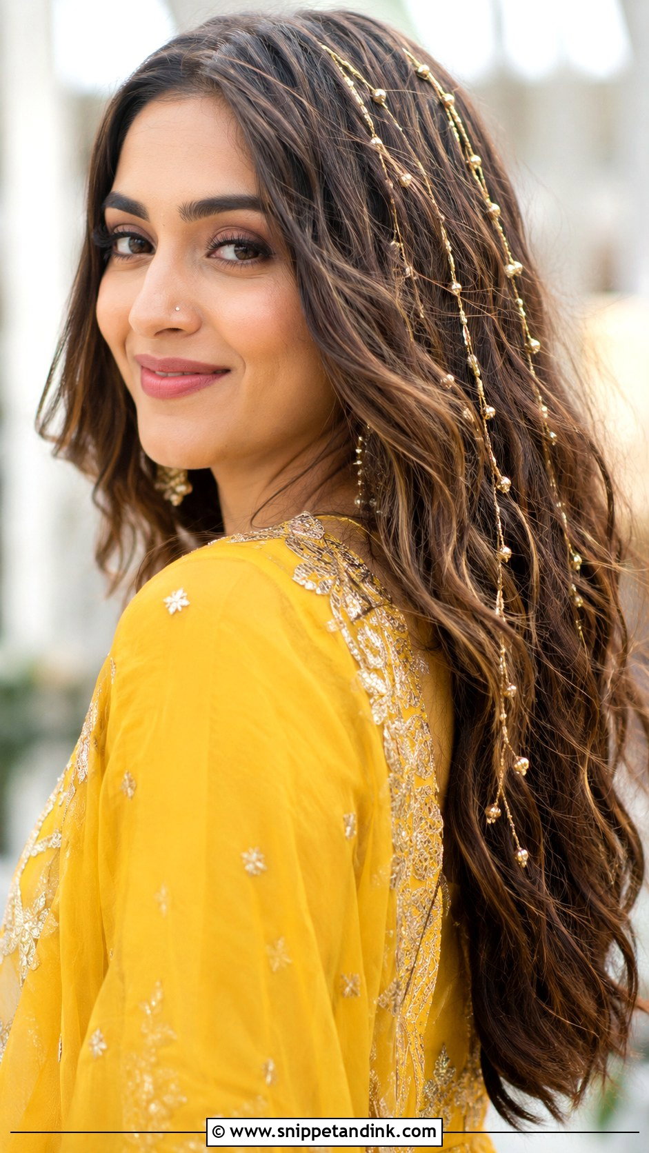 Beachy Waves with Gota Strings - Snippet and Ink - 30 Mehndi Hairstyles for Bride