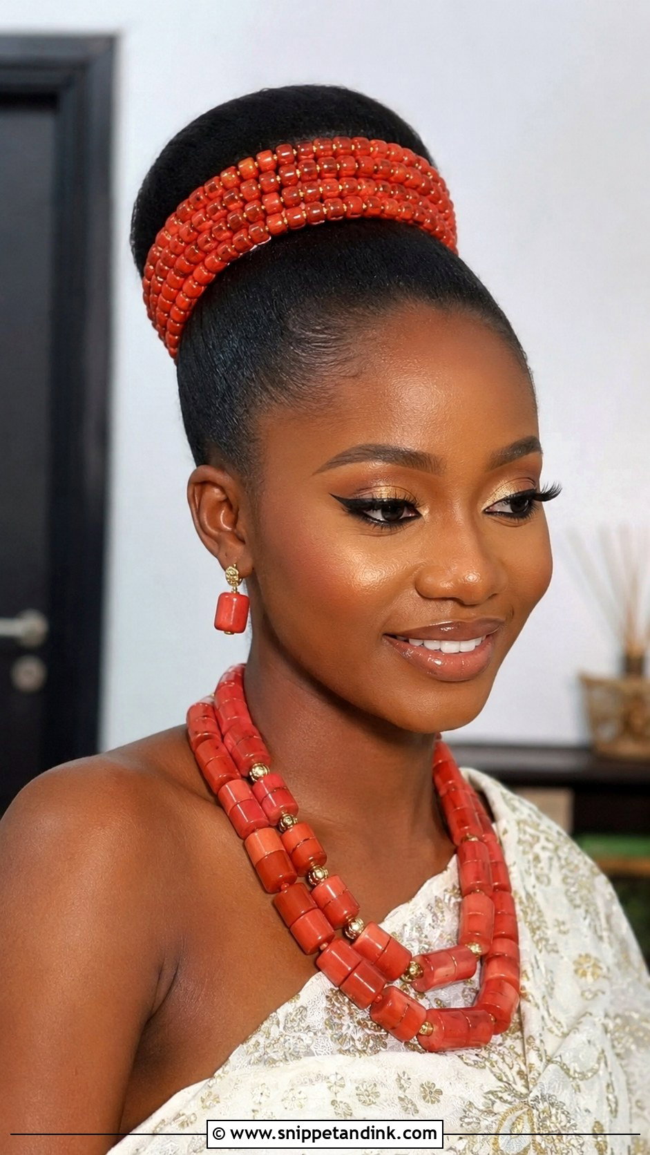 Beaded Bun Updo - Snippet and Ink - 20 Igbo Bride Hairstyles