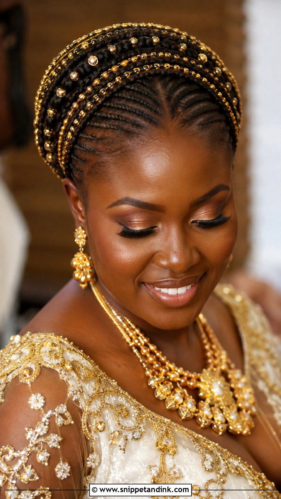 Beaded Cornrow Crown - Snippet and Ink - 20 African Bride Hairstyles
