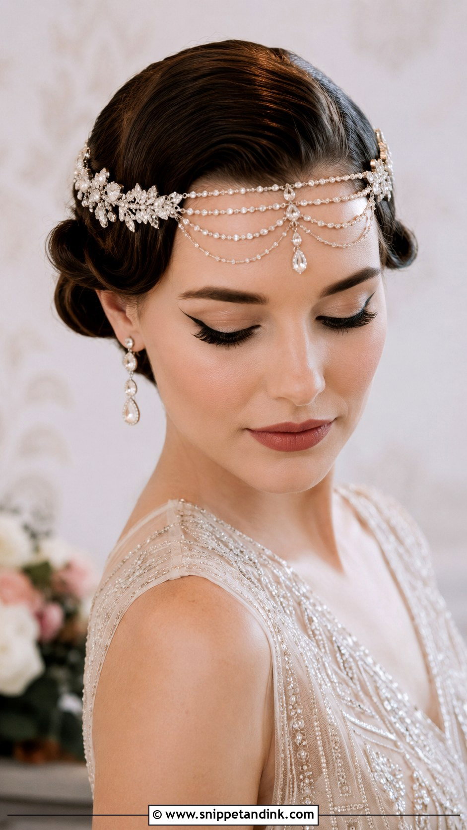 Beaded Headpiece for Glam Brides - Snippet and Ink - 20 Bridal Hair Jewelry Ideas