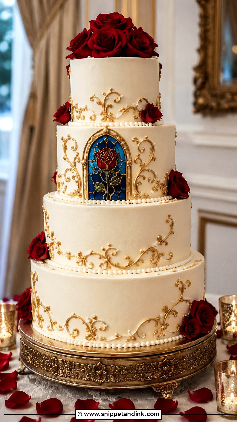 Beauty And The Beast Wedding Cake - Snippet and Ink - 20 Disney Wedding Cake Ideas